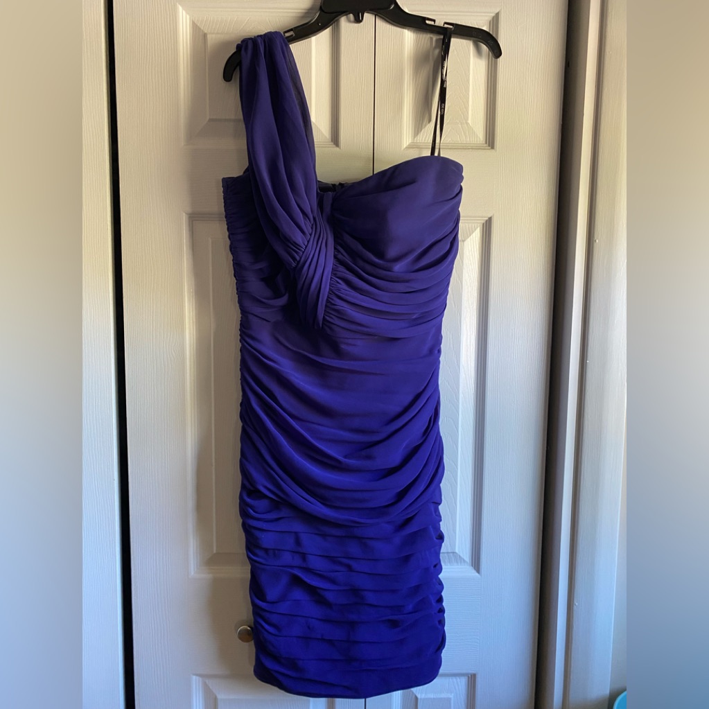 Tadashi Shoji Rousched One Shoulder Short Dress